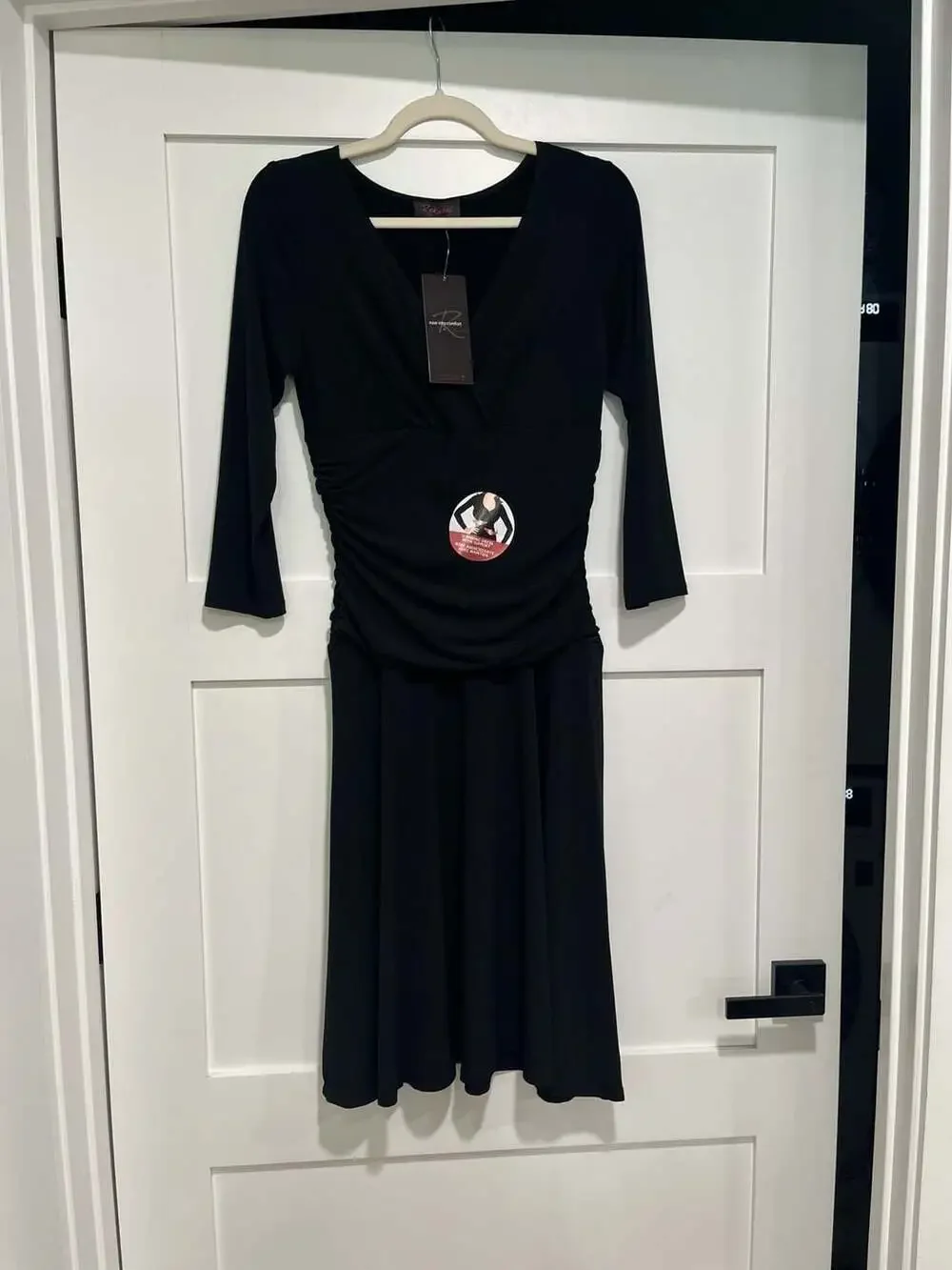 Rekucci Women's Crossover Tummy Control Slimming Dress Black Size 6 - Picture 1 of 8
